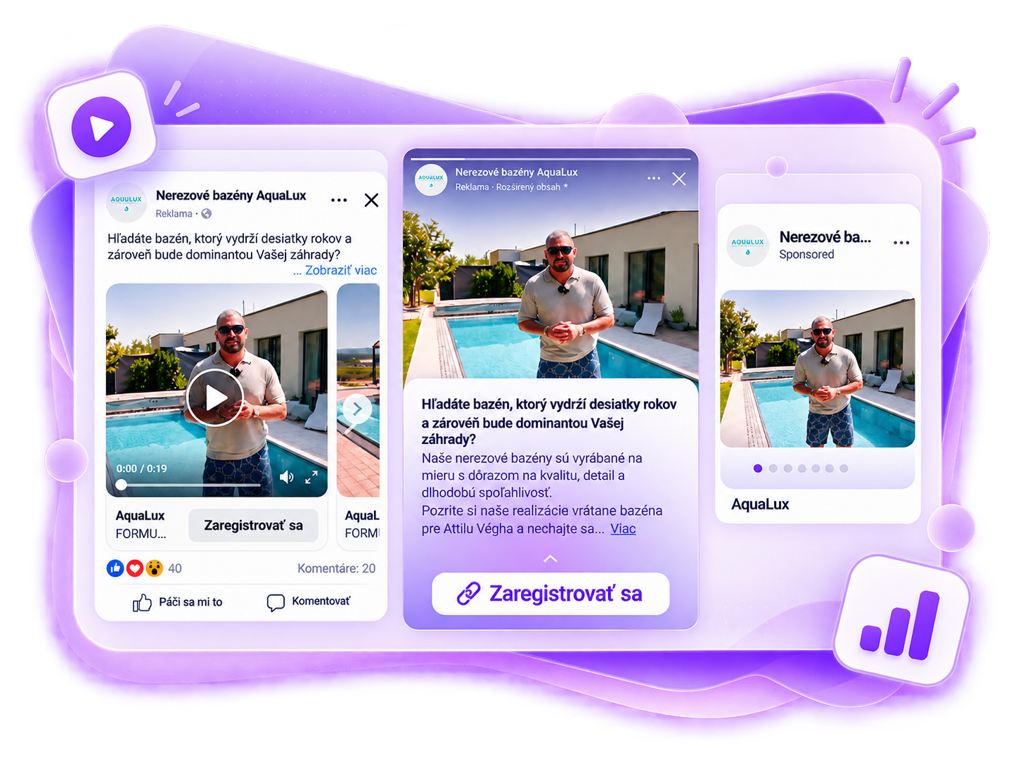 AquaLux — video reklamy na Facebooku a Instagrame