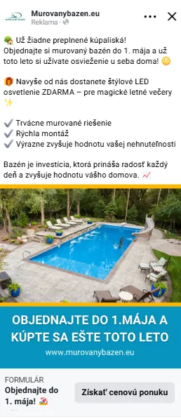 Reklama Murovanybazen.eu — Objednajte do 1. mája