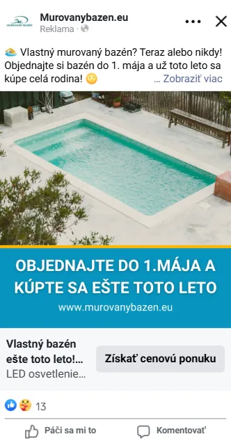 Murovaný bazén s LED osvetlením