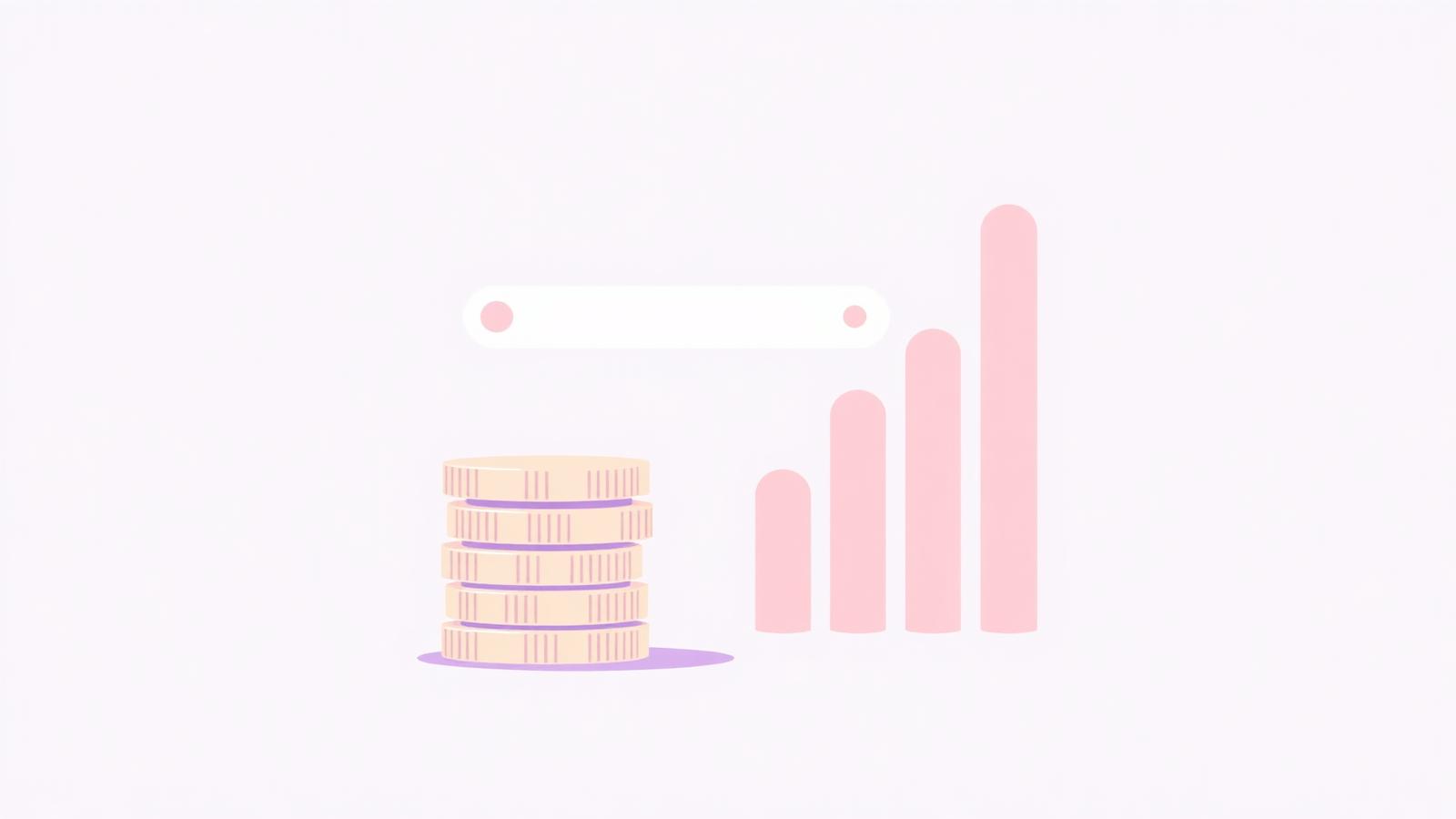Ilustrácia rozpočtu Google Ads — mince a stúpajúci graf výkonu